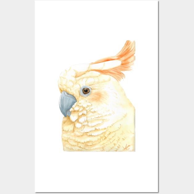 Watercolor citron-crested cockatoo portrait - Exotic painting Wall Art by Oranjade0122